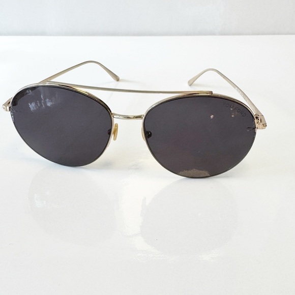 Tom Ford Round Sunglasses TF757 Cleo 28A Gold 59mm FT0757 - Picture 1 of 7